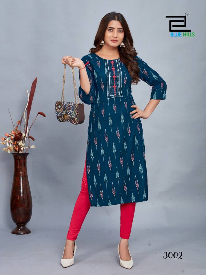 Dream 3 By Blue Hills Printed Straight Kurti Wholesale Price In Surat
